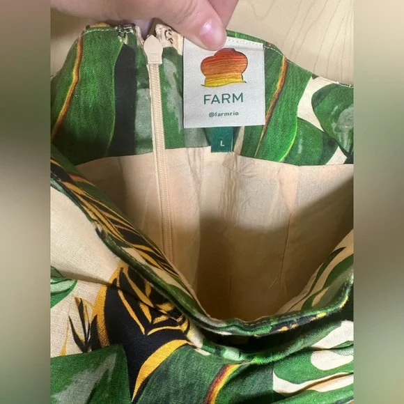 FARM Rio Green Leaf Print Linen Women Skort